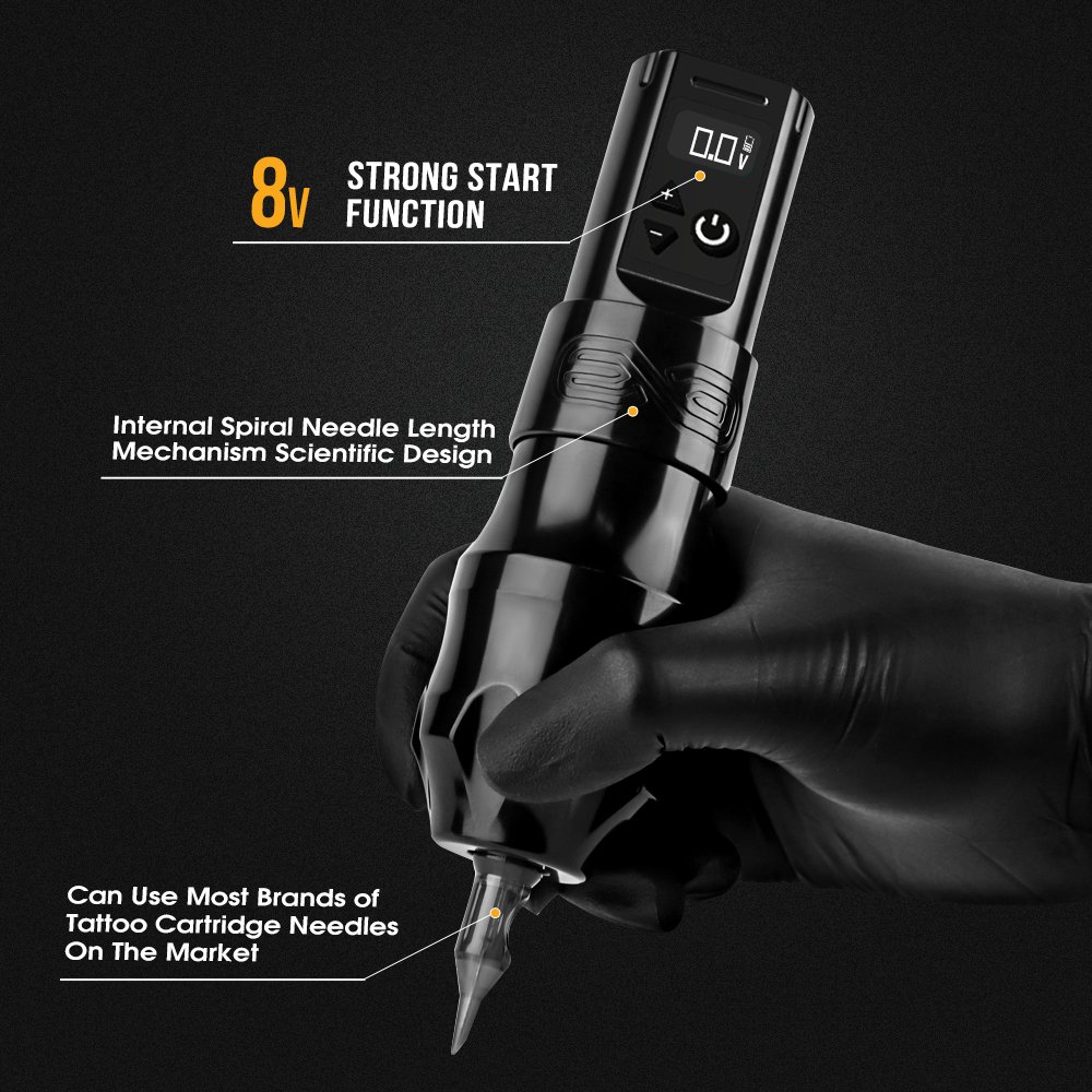 Ambition Moteng 2400mAh Digital Display Powerful Motor 4mm Stroke Professional Rotary Wireless Tattoo Pen Machine for Body Art