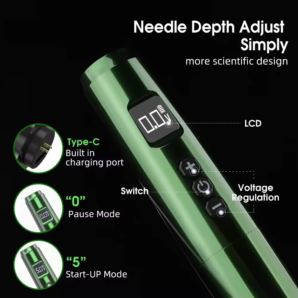 Dragon's Kiss 1200mAh 3.5mm Stroke Wireless Permanent Makeup Pen Machine with Double Battery for Eyebrow Lips Scalp Small Tattoo