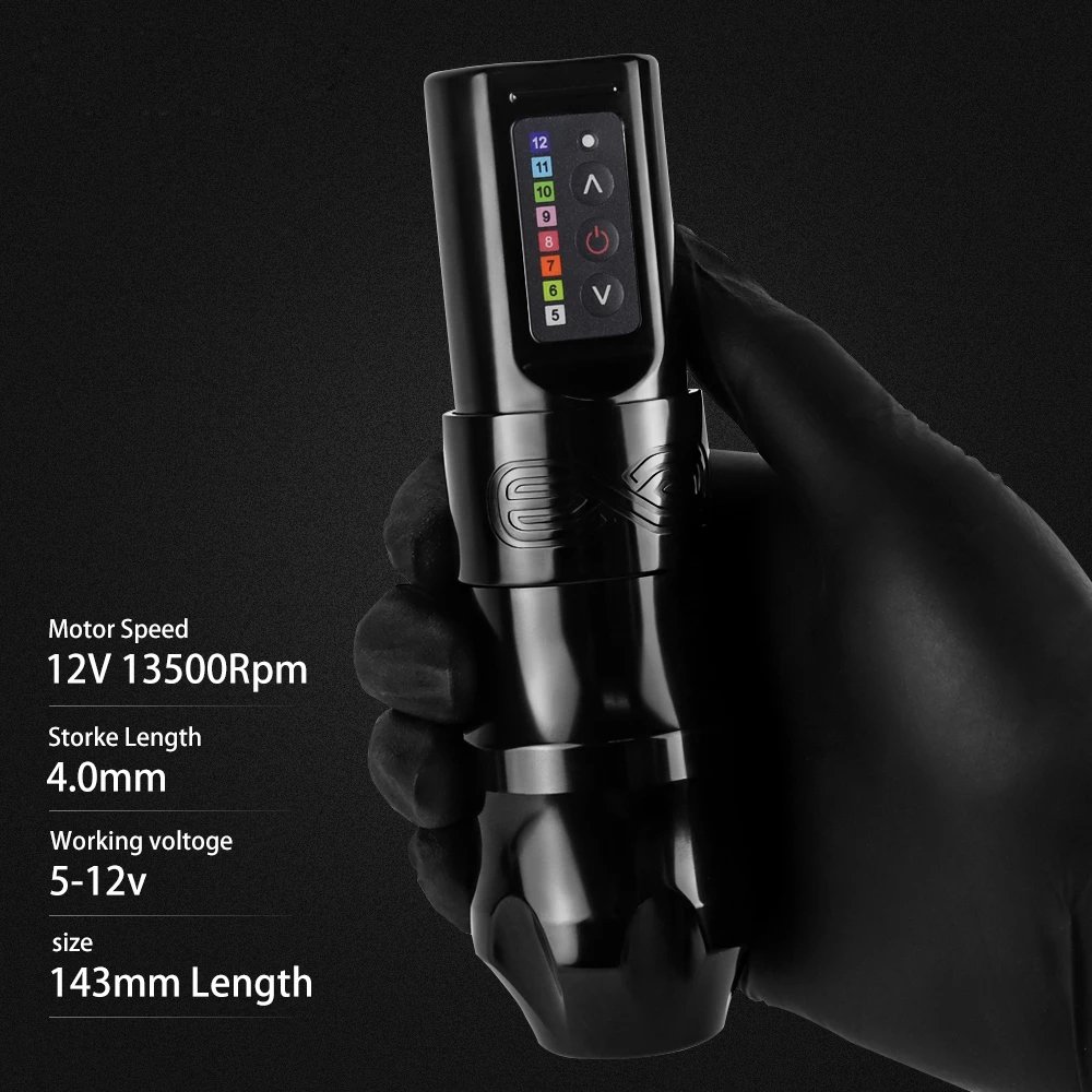 Ambition Moteng 4mm Stroke Electric Digital Tattoo Gun Professional Wireless Rotary Tattoo Pen Machine with Double Battery