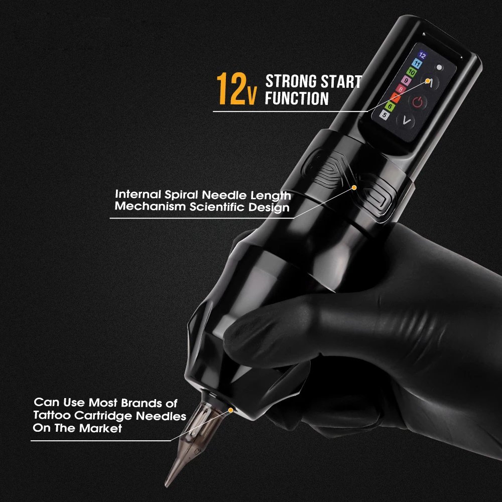 Ambition Moteng 4mm Stroke Electric Digital Tattoo Gun Professional Wireless Rotary Tattoo Pen Machine with Double Battery