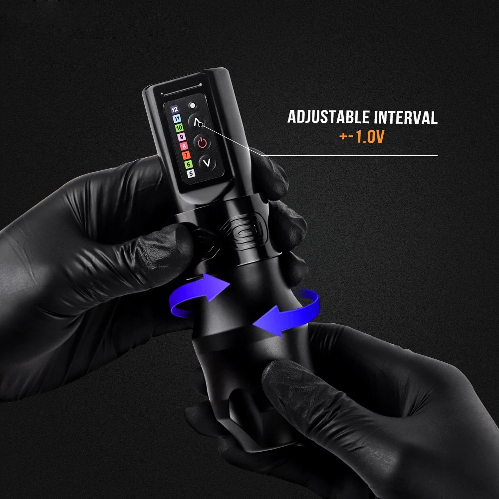 Ambition Moteng 4mm Stroke Electric Digital Tattoo Gun Professional Wireless Rotary Tattoo Pen Machine with Double Battery
