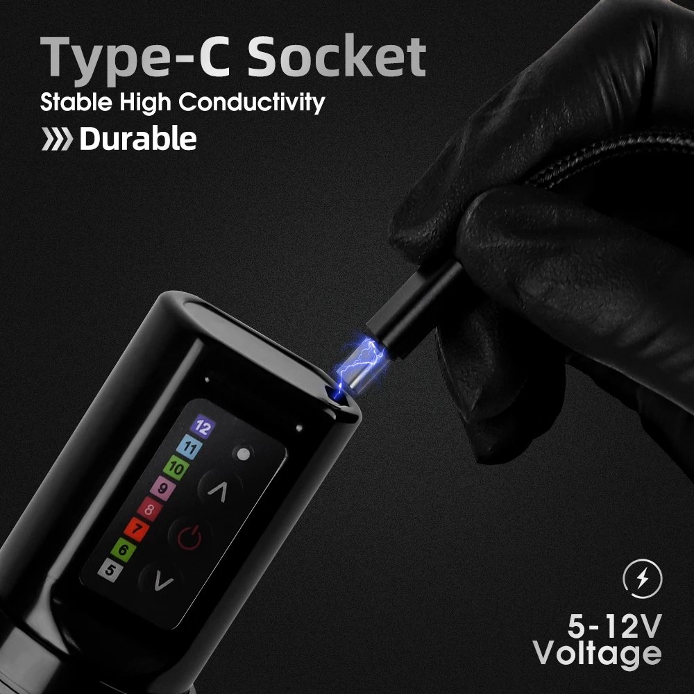 Ambition Moteng 4mm Stroke Electric Digital Tattoo Gun Professional Wireless Rotary Tattoo Pen Machine with Double Battery