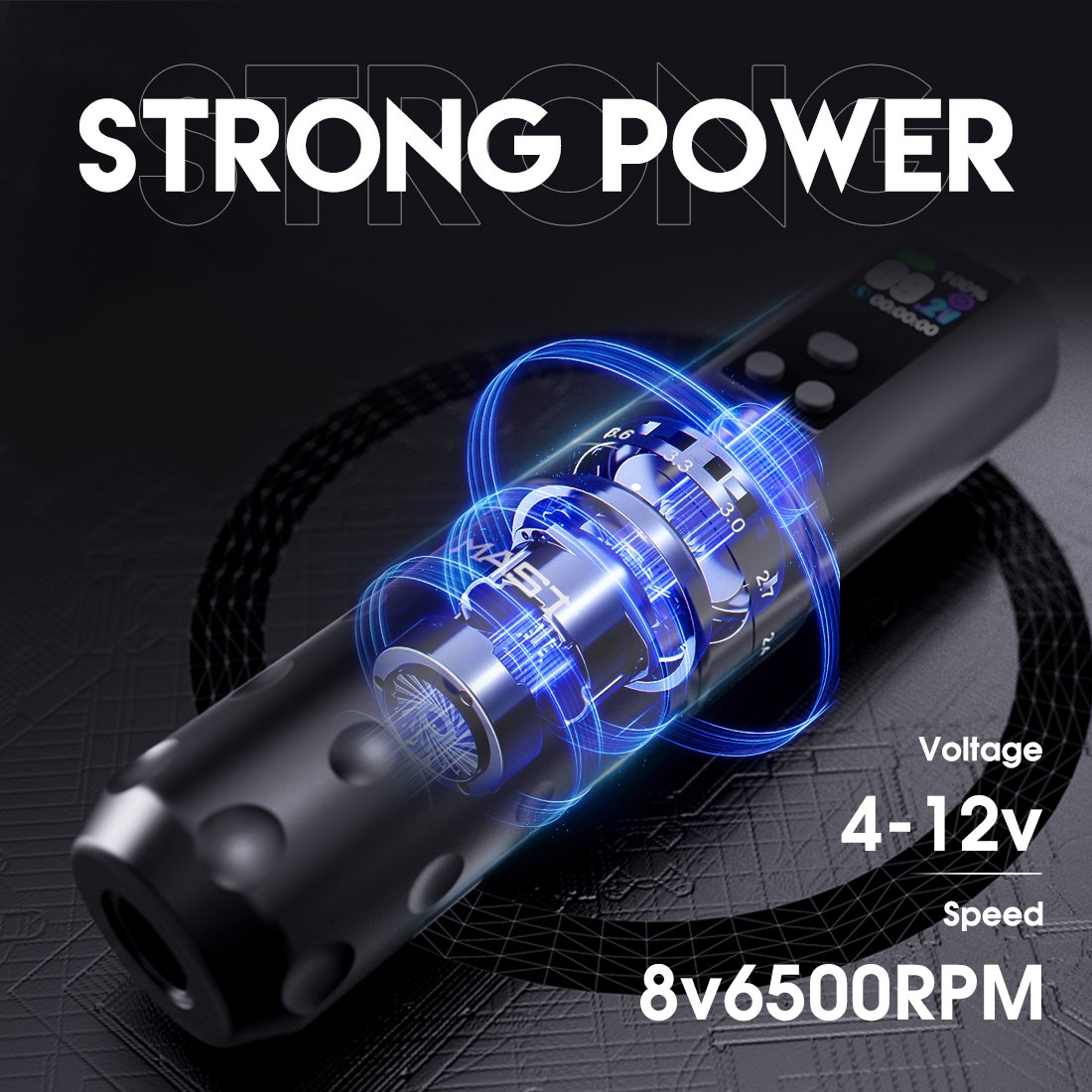 MAST Stroke Adjustable, fast charge, double batteries Suitable for professional artists Wireless Tattoo Machine Gun