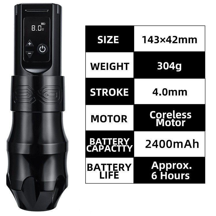 XNET Moteng E X O 4mm Stroke Professional Digital Battery Electric Tattoo Gun Wireless Rotary Tattoo Pen Machine for Body Art