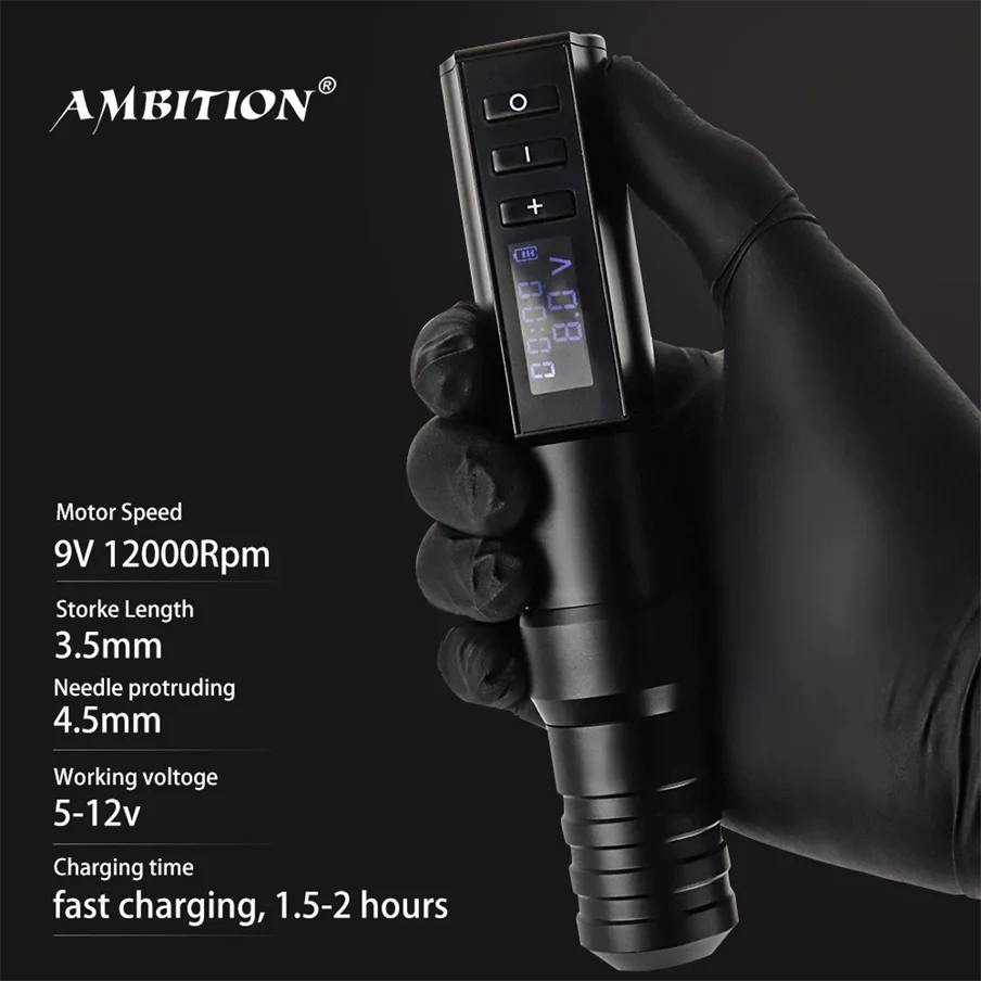 XNET Hunter Wireless Tattoo Gun Kit Digital Display Tattoo Machine Pen Full Complete Set with Tattoo Accessories for Body Art
