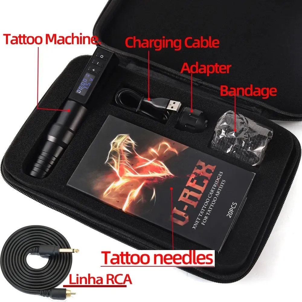 XNET Hunter Wireless Tattoo Gun Kit Digital Display Tattoo Machine Pen Full Complete Set with Tattoo Accessories for Body Art
