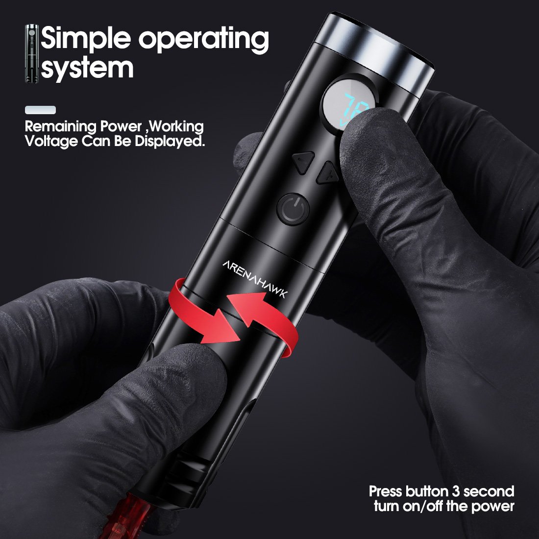 Arenahawk tattoo wireless tatoo machine pen black color for Body art