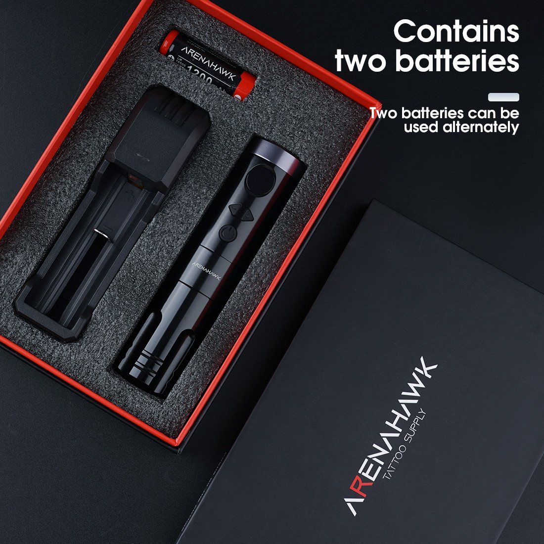 Arenahawk tattoo wireless tatoo machine pen black color for Body art