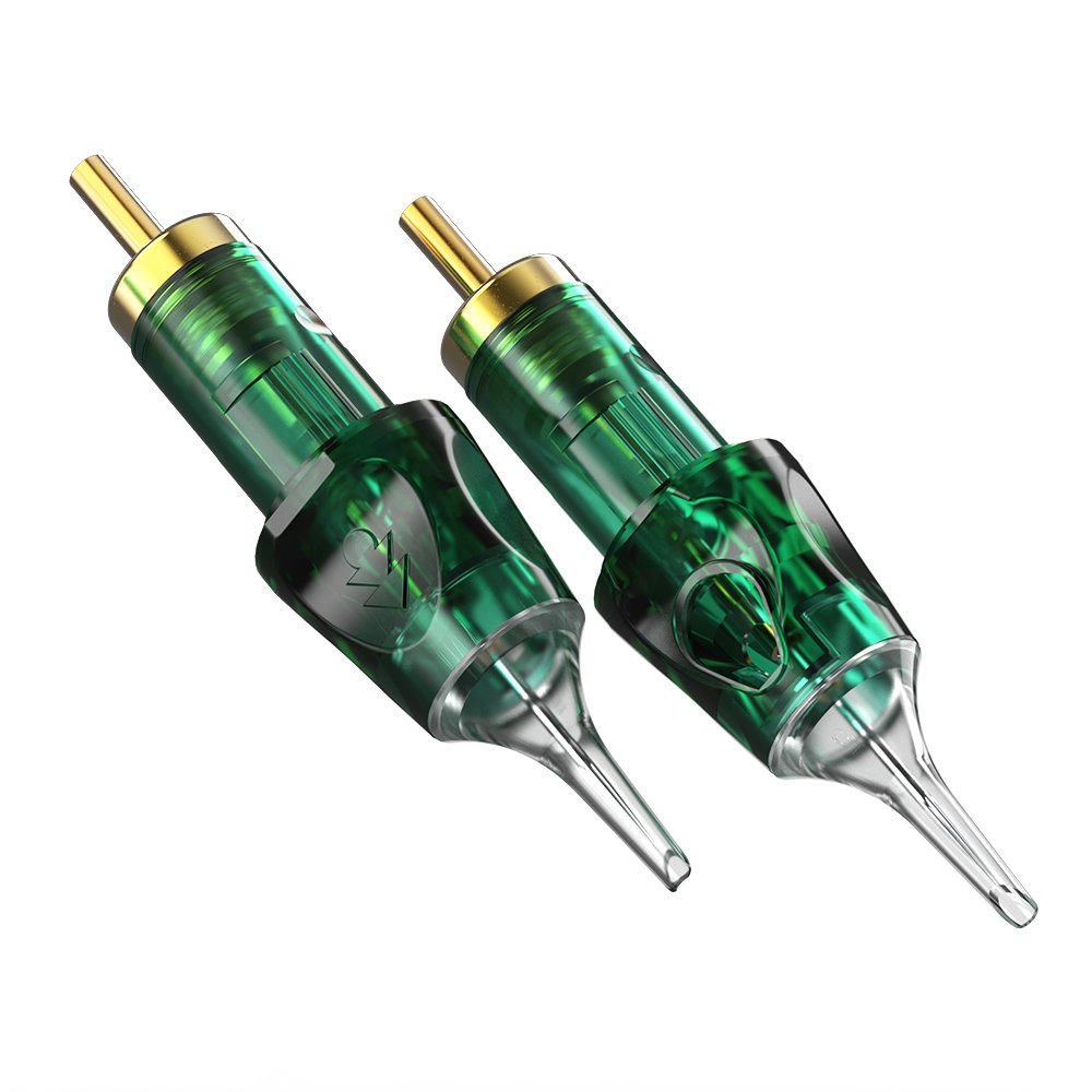 Round Liner CNC Jeringa de Tatuaje Green Color Membrane Disposable Sterilized Safety Tattoo Cartridge Needle