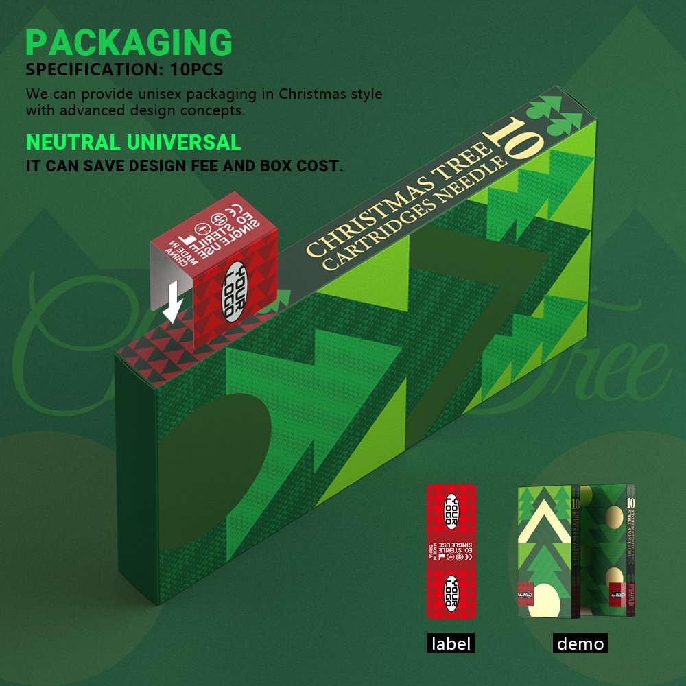 Round Liner CNC Jeringa de Tatuaje Green Color Membrane Disposable Sterilized Safety Tattoo Cartridge Needle