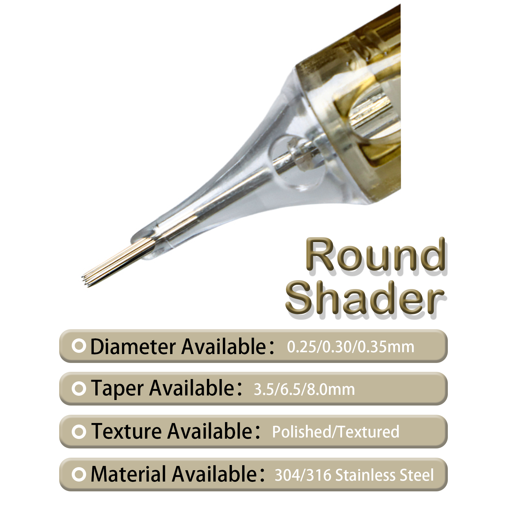 Premium Stainless Steel Tattoo Cartridges for Baby Art Factory Direct Wholesale with Model Numbers RL RS M1 RM Size 1203RL