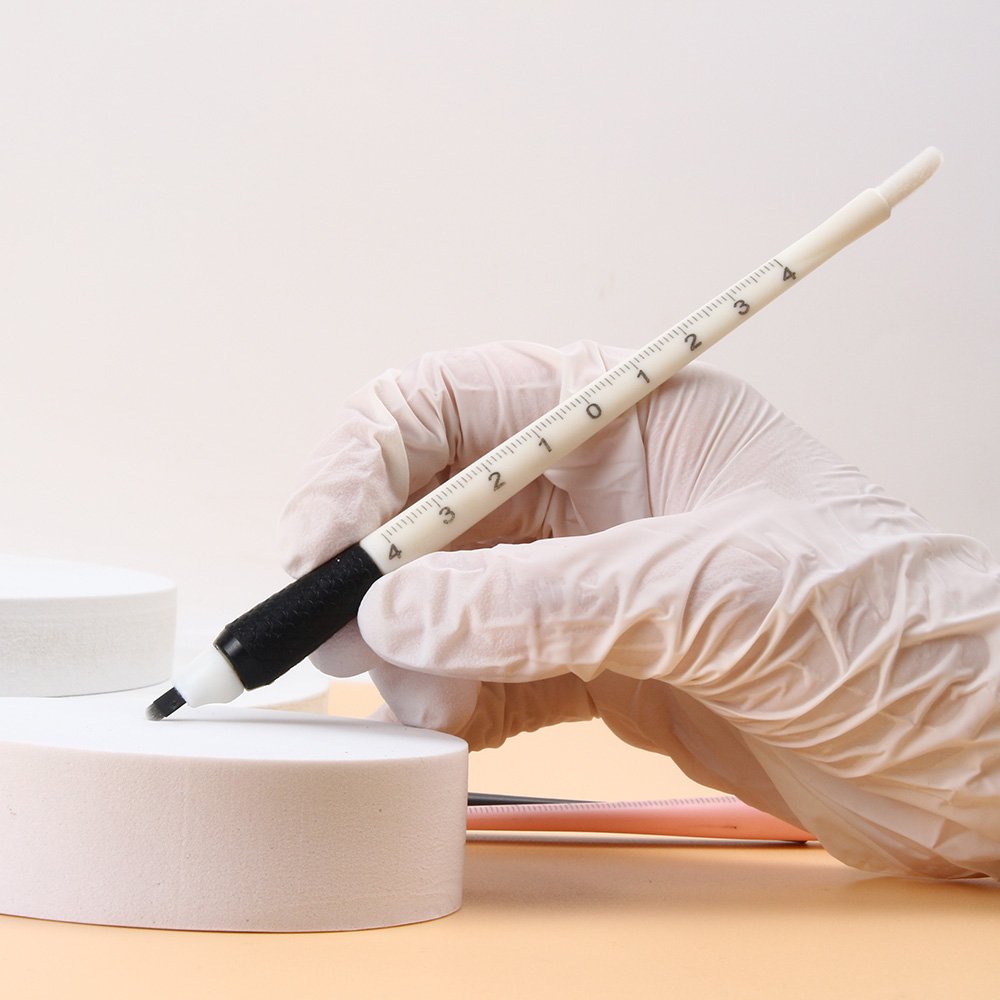 Private Label Disposable Pen Soft Rubber Handle Eyebrow Microblading Pen Manual Hand Tool With Ruler