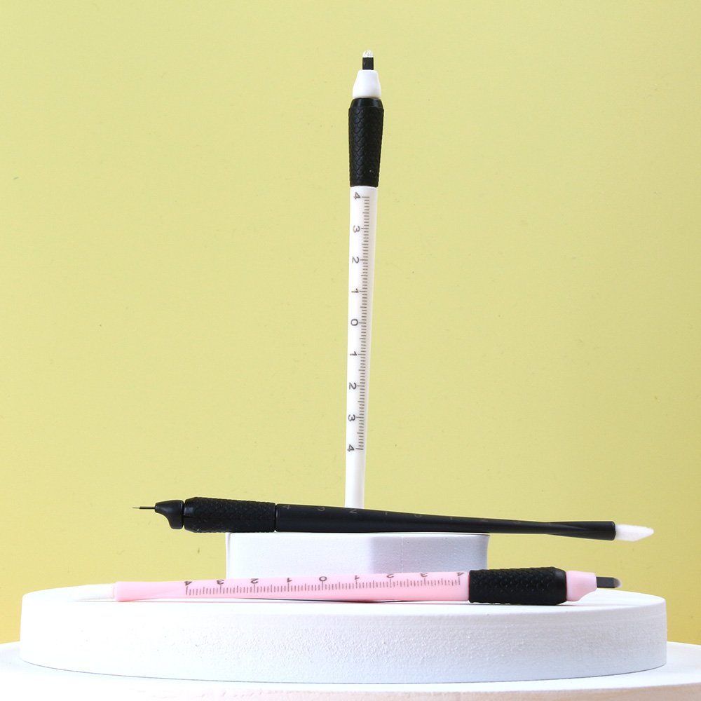 Private Label Disposable Pen Soft Rubber Handle Eyebrow Microblading Pen Manual Hand Tool With Ruler