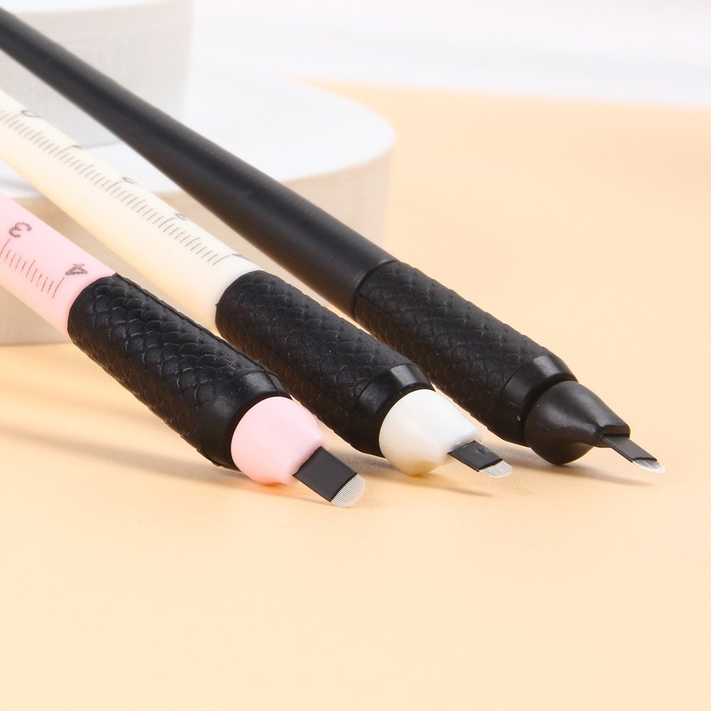 Private Label Disposable Pen Soft Rubber Handle Eyebrow Microblading Pen Manual Hand Tool With Ruler