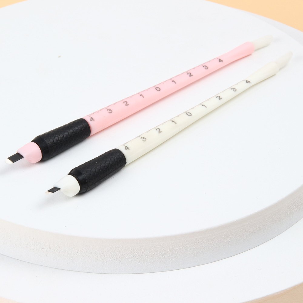 Private Label Disposable Pen Soft Rubber Handle Eyebrow Microblading Pen Manual Hand Tool With Ruler