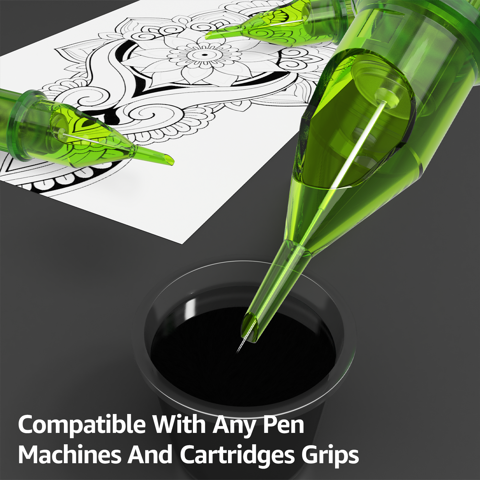 OEM Sterilized Green Tattoo Needles Bugpin Round Liner 3RL 5RL 7RL 9RL 11RL OEM Tattoo Needle Cartridges