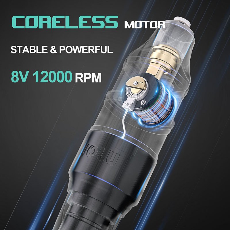 Wholesale Black Flux Portable Wolu Electric Adjustable Stroke Eyebrow Tattoo Gun Pen Set Rotary Wireless Full Tattoo Machine Kit