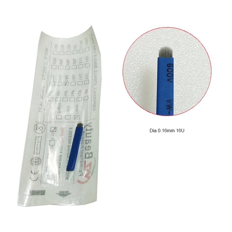 Customized 0.16mm Disposable Microblading Needle Blade Sterilized Permanent Makeup Manual Tattoo Embroidery Pen Nano Needles