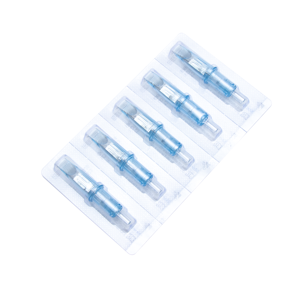 Super quality light blue transparent shell disposable microblading revolution needle cartridge tattoo needle