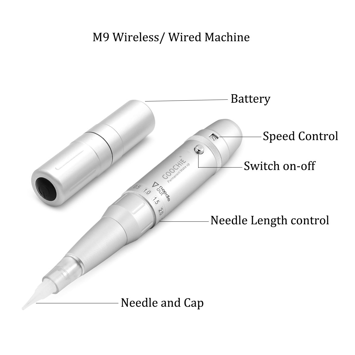 Goochie Rechargeable Strong Motor PMU Micropigmentation And Lips Tattoo Machine Kit