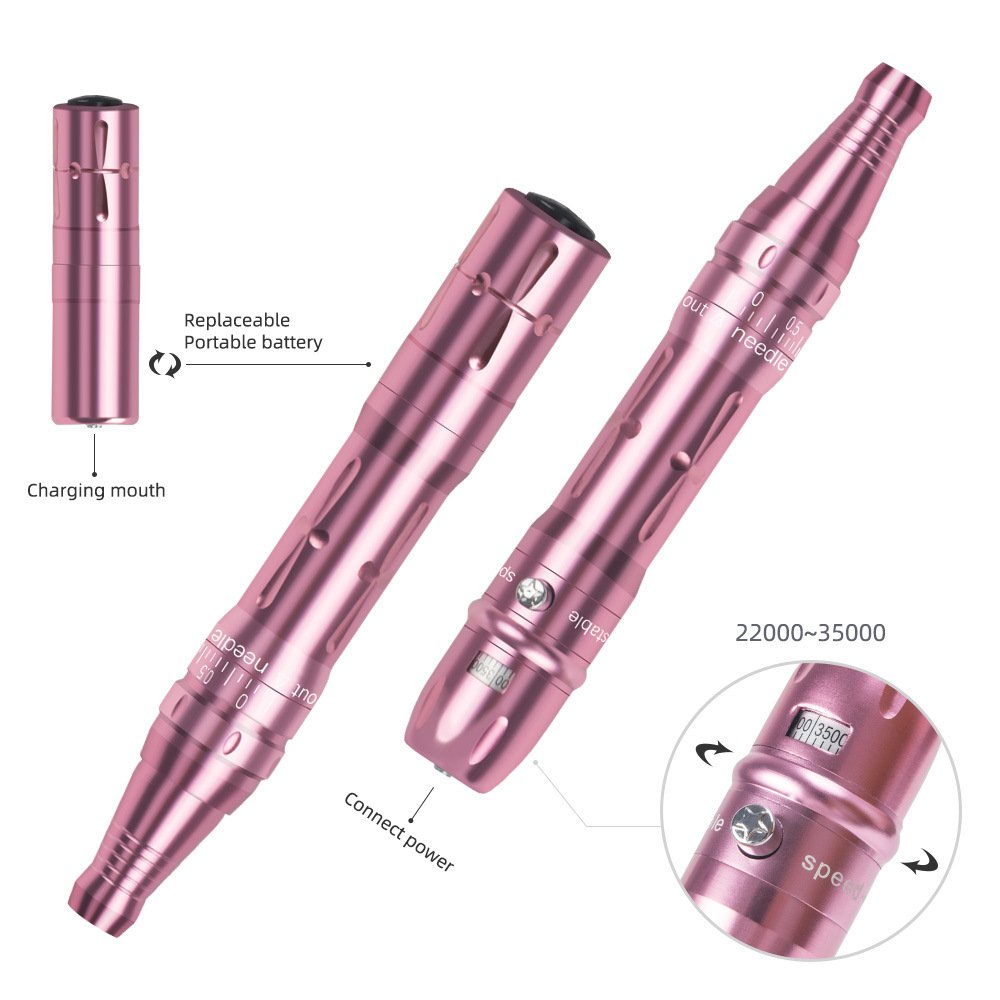 Professional Wireless Permanent Makeup Machine Pen Beauty Eyebrow Tattoo Machine with 2 Battery