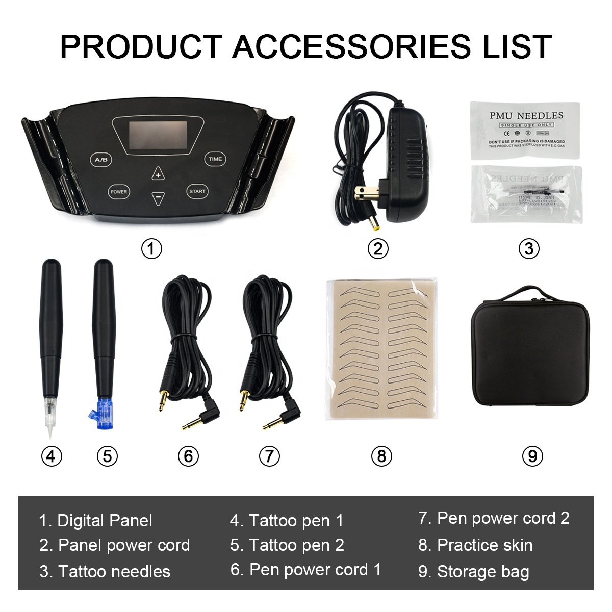Oem Professional Black Pearl Flux Tattoo Pmu Complete Gun Parts Digital Full Kit Eyebrow Rotary Pen Tattoo Machine Set