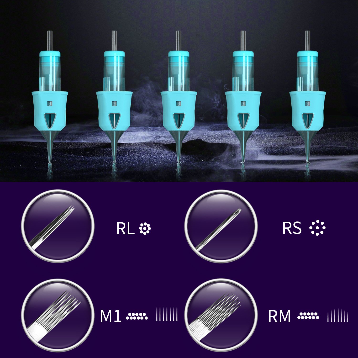 20pcs Spark Cartridge Tattoo Needles Permanent Makeup Tattoo Cartridge Needle Eyebrow for Rotary Tattoo Pen