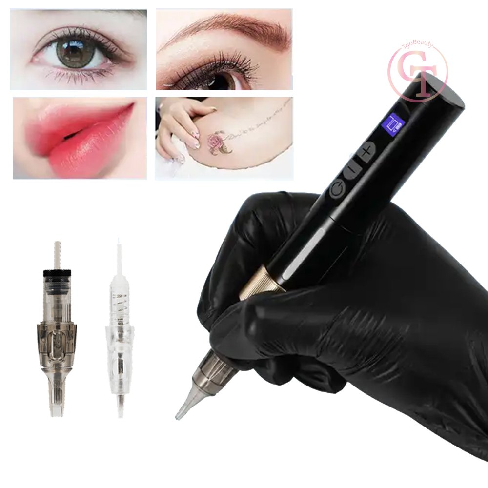 Powerful Rotary Wireless Eyebrow Tattoo Machine with Universal Needle Strong Motor Permanent Makeup Machine