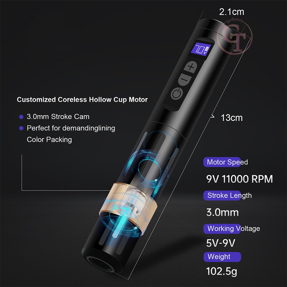 Powerful Rotary Wireless Eyebrow Tattoo Machine with Universal Needle Strong Motor Permanent Makeup Machine