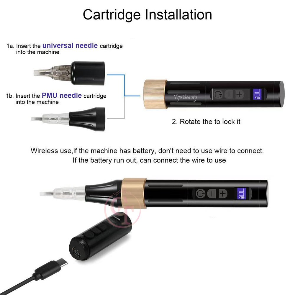 Powerful Rotary Wireless Eyebrow Tattoo Machine with Universal Needle Strong Motor Permanent Makeup Machine