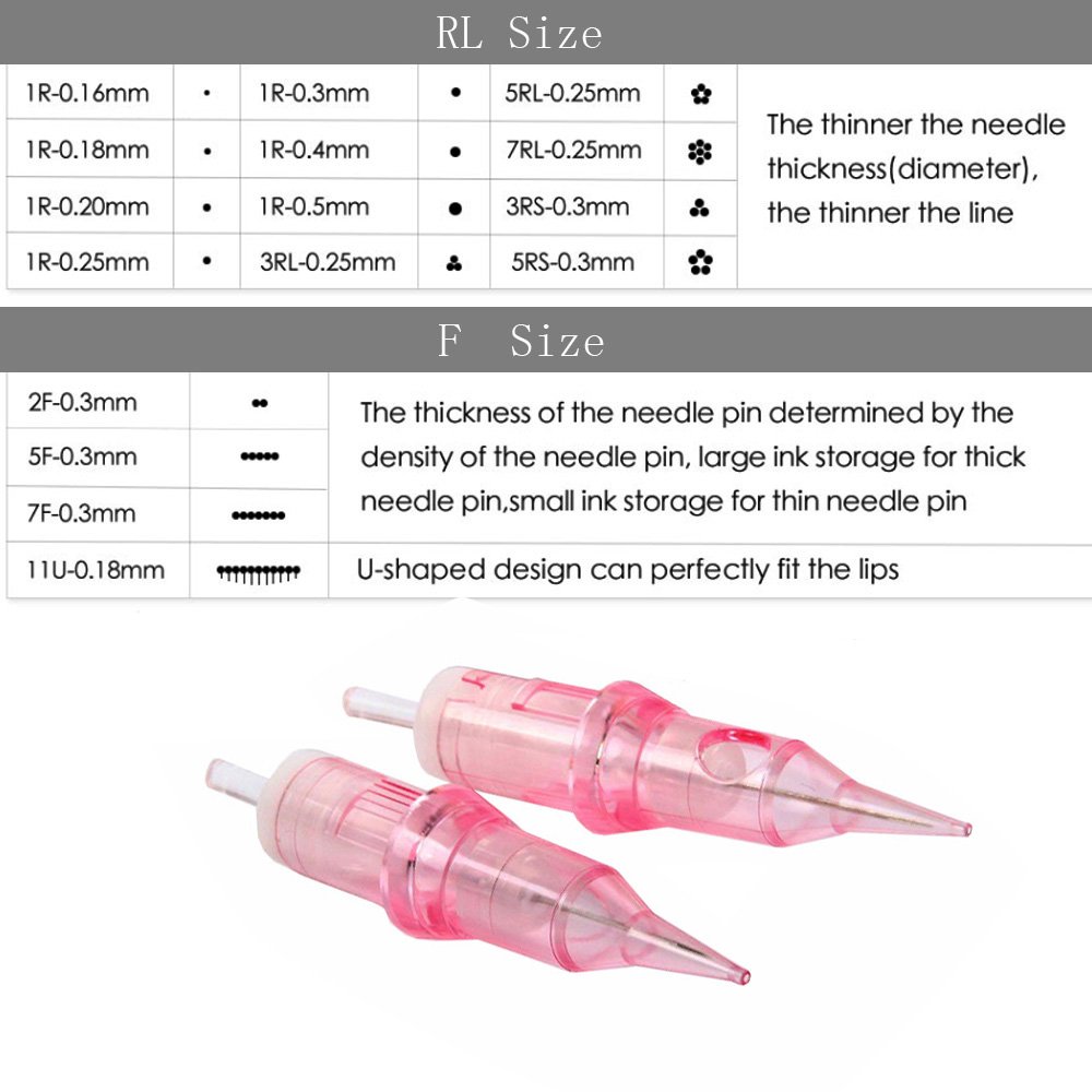 Pink/Black Permanent Makeup Cartridge Tattoo Needles PMU Eyebrow Lip Tattoo Needles