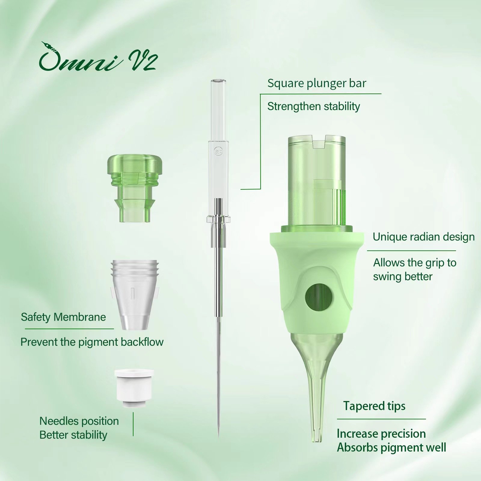 Wholesale POPU Omni V2 RL RS 16Pcs/box Long Taper Compatible Permanent Tattoo PMU Cartridge Needle with soft silicone grip cover