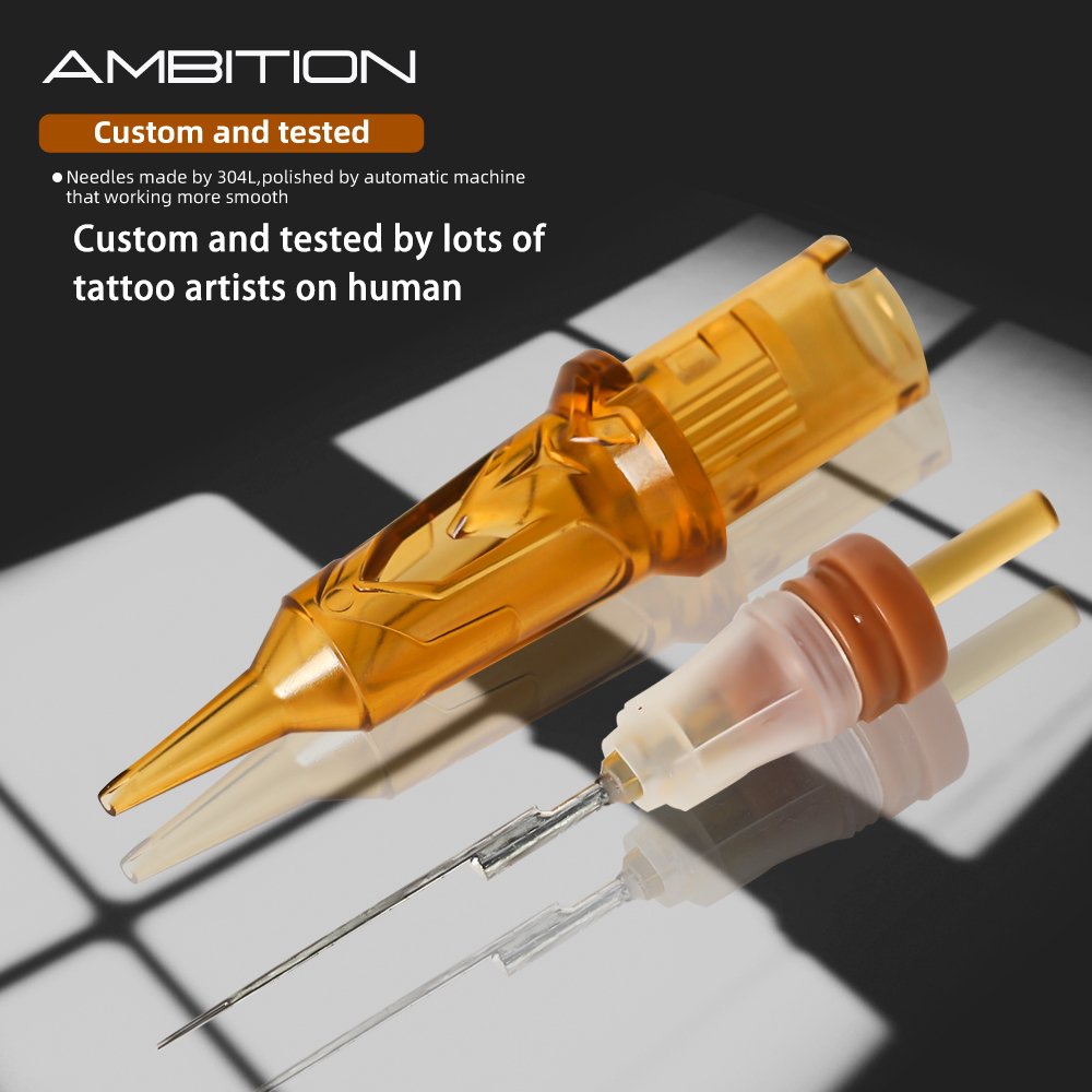 Ambition Wholesale 20pcs 0.35mm RL RS Tattoo Needle Professional Round Liner Curved Magnum Tattoo Cartridges For Tattoo Machine