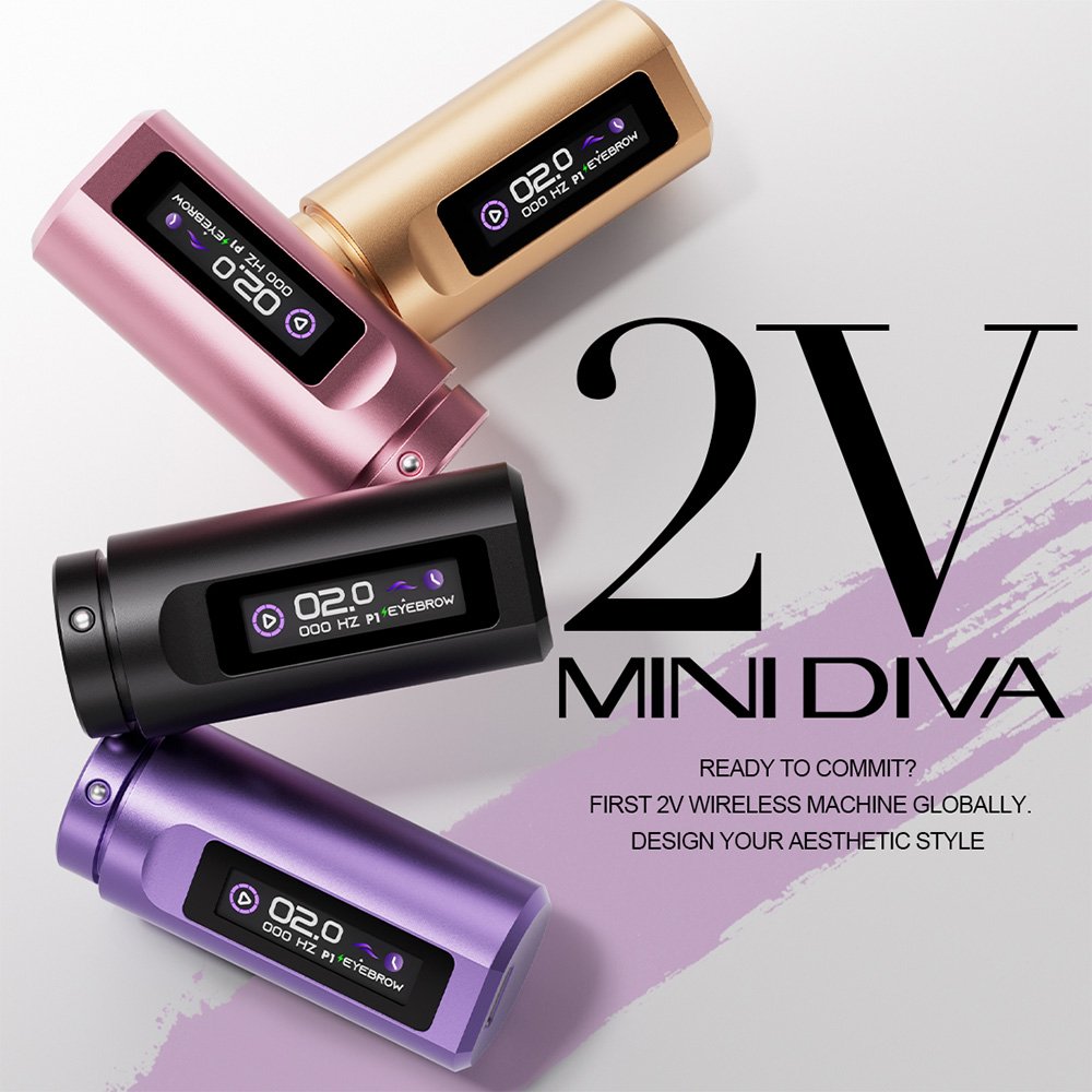 2024 POPU Mini Diva Ultra Low Voltage 2V Extra battery Pack Permanent Makeup Machine smp Wireless PMU Tattoo Pen Machine
