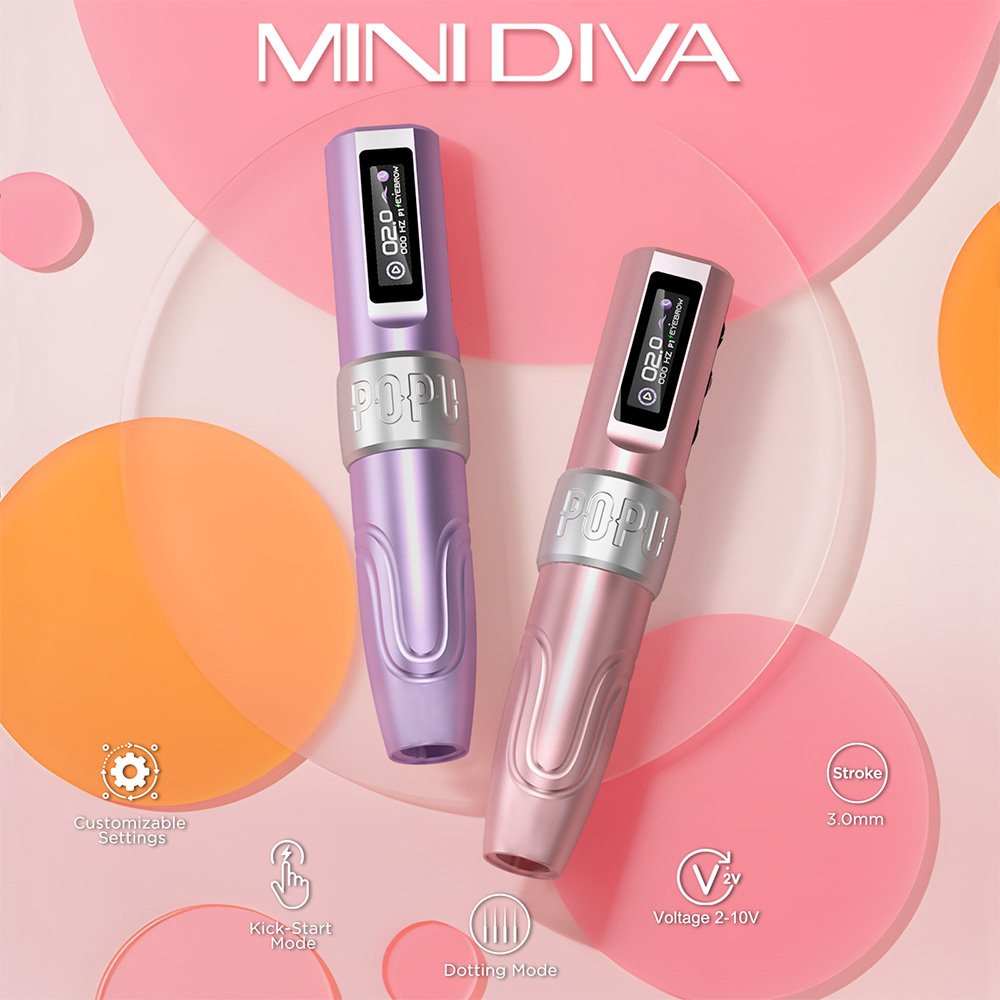 2024 POPU Mini Diva Ultra Low Voltage 2V Extra battery Pack Permanent Makeup Machine smp Wireless PMU Tattoo Pen Machine