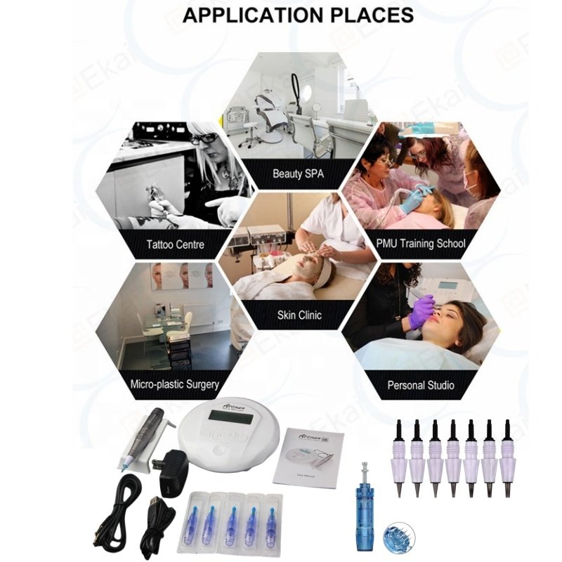 Wireless PMU MTS Permanent Makeup Machine Tattoo Gun Microblading Tool kit Electric lip Plumper Derma pen micro needle cartridge