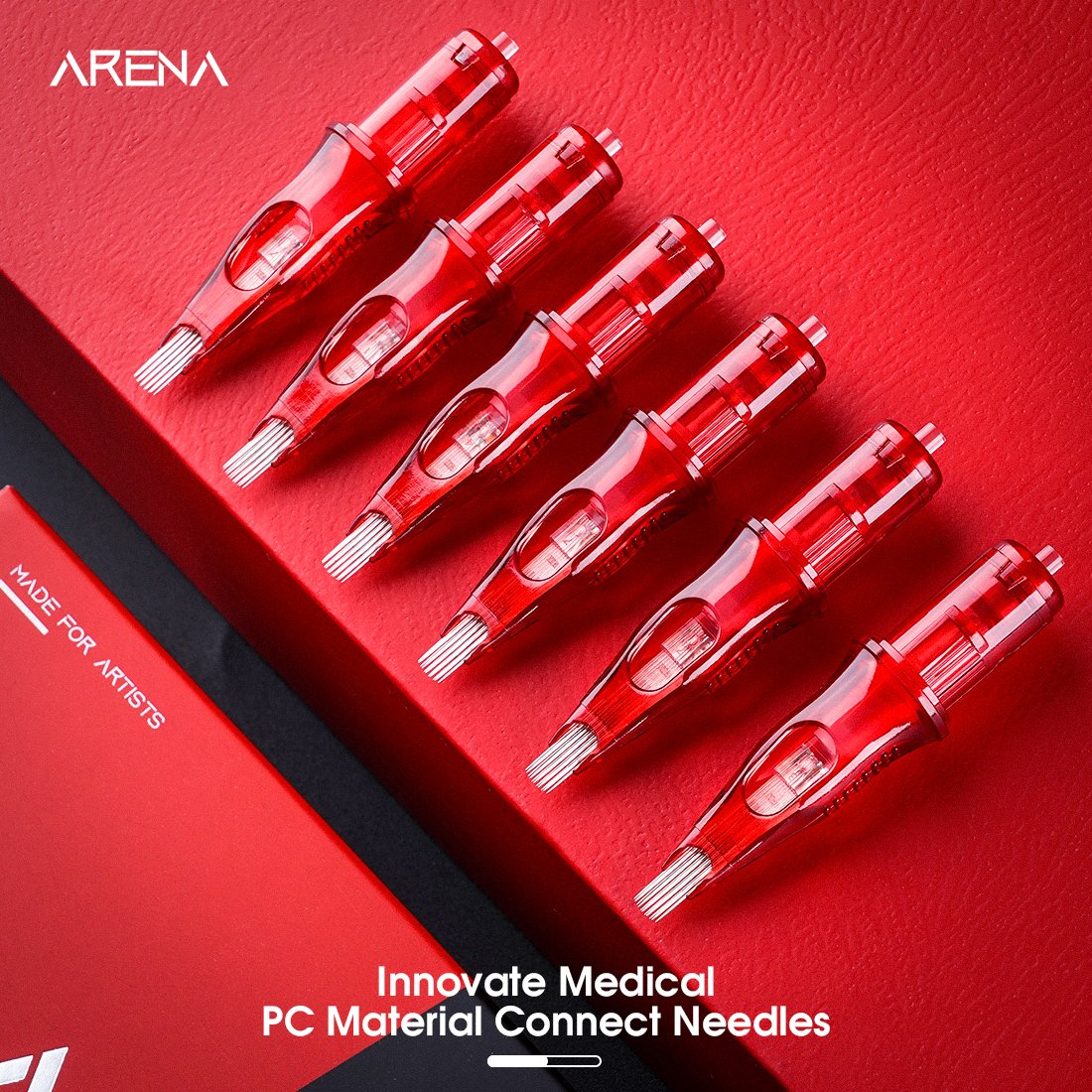 Wholesale Drragonhawk Arena Red Permanent Makeup Cartridges 1rl Tattoo Needles 0.35m Box of 20