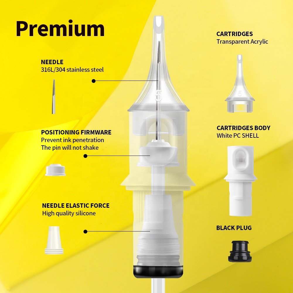 Tattoo Cartridge Quelle Taper Disposable 3Rl 5Rl 7Rl Mixed Permanent Makeup Premium 316L/304 Stainless Steel Tattoo Needles