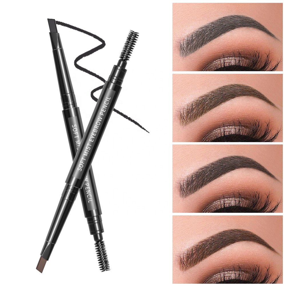Custom Eyes Makeup Triangle Eyebrow Pencil Automatic Waterproof Cosmetics Brow Pencil Double Head Eyebrow Pen with Brush