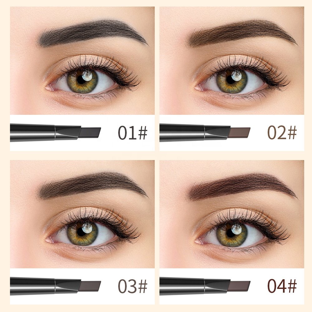 Custom Eyes Makeup Triangle Eyebrow Pencil Automatic Waterproof Cosmetics Brow Pencil Double Head Eyebrow Pen with Brush