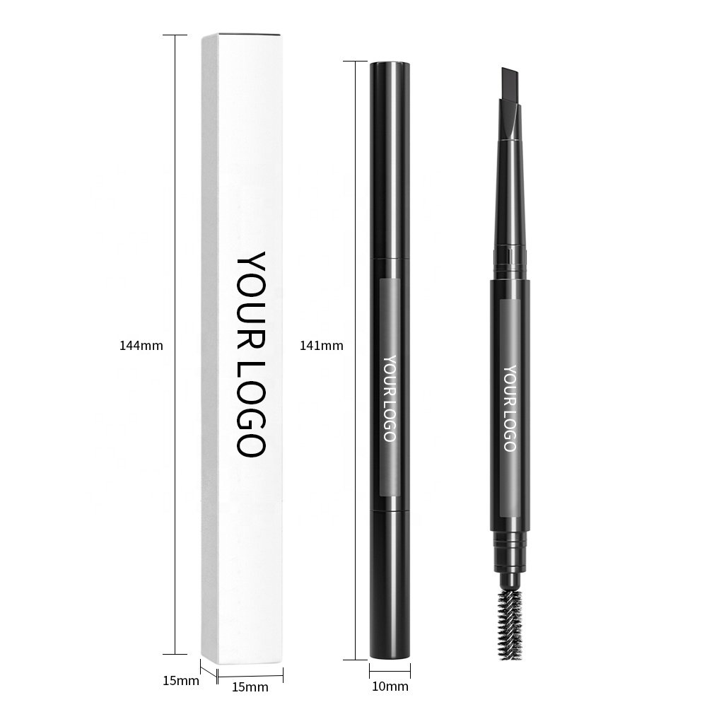 Custom Eyes Makeup Triangle Eyebrow Pencil Automatic Waterproof Cosmetics Brow Pencil Double Head Eyebrow Pen with Brush