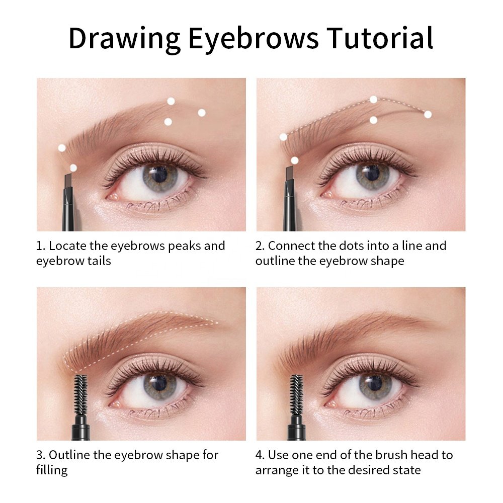 Custom Eyes Makeup Triangle Eyebrow Pencil Automatic Waterproof Cosmetics Brow Pencil Double Head Eyebrow Pen with Brush