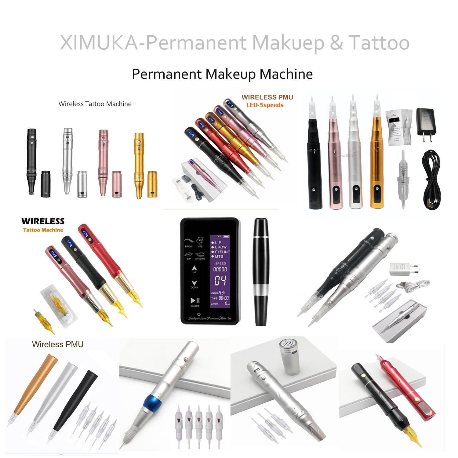 Wholesale Professional Tattoo Machine Permanent Makeup Eyebrow Pen Needles Cartridge Micro ballde Accessories