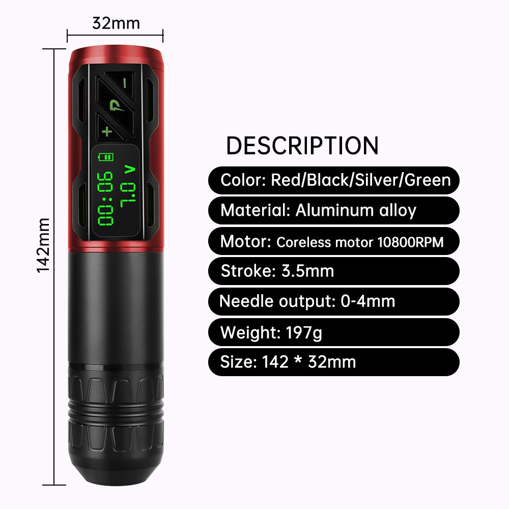 Factory Wireless Tattoo Machine Battery Portable Tattoo Pen LED Display Rotary Tattoo Machine Gun With Long Last Operate Time