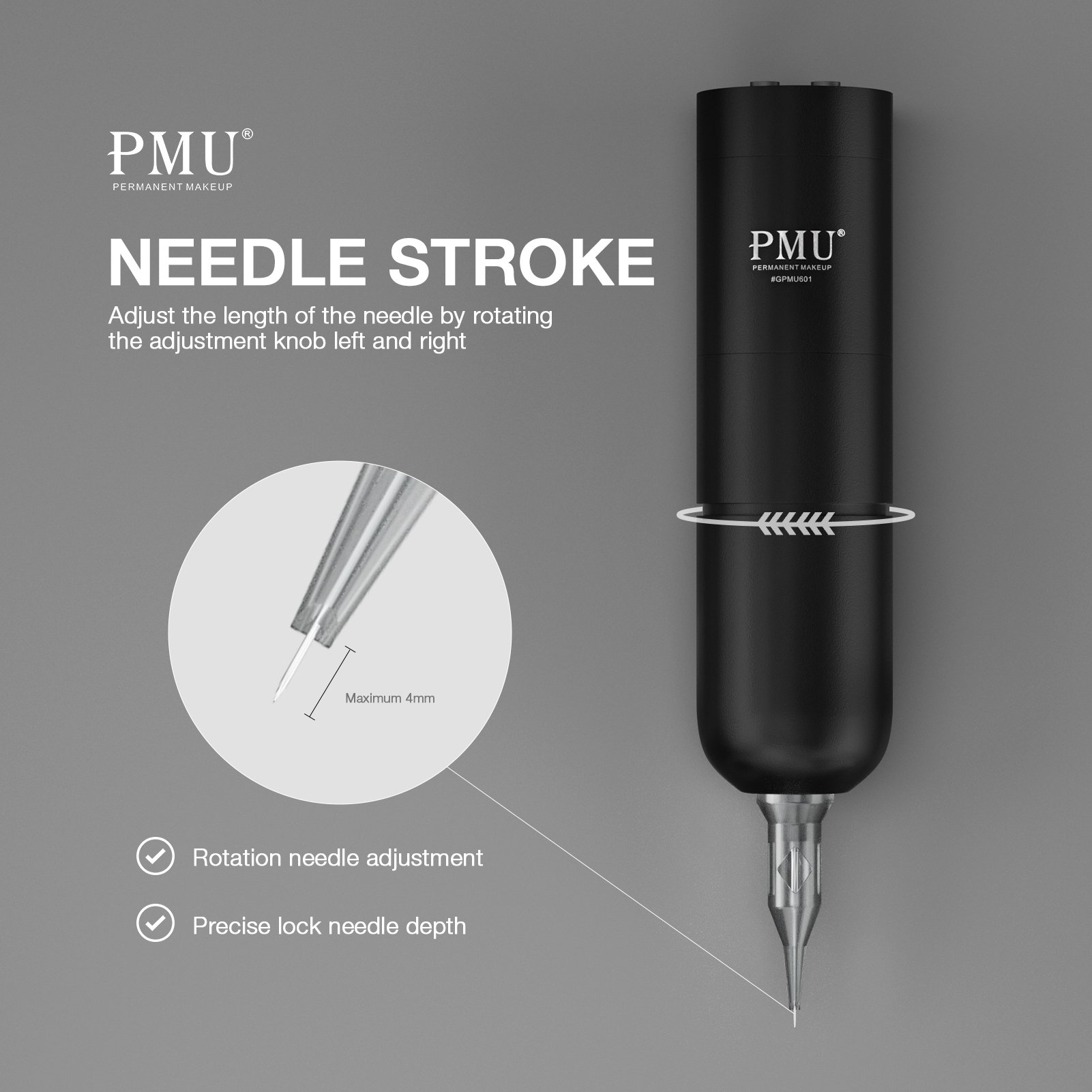 Powerful GPMU 601 Model 3.5mm Needle Stroke PMU Tattoo Pen Eyebrow Lip Microblading PMU Machine For Permanent Makeup