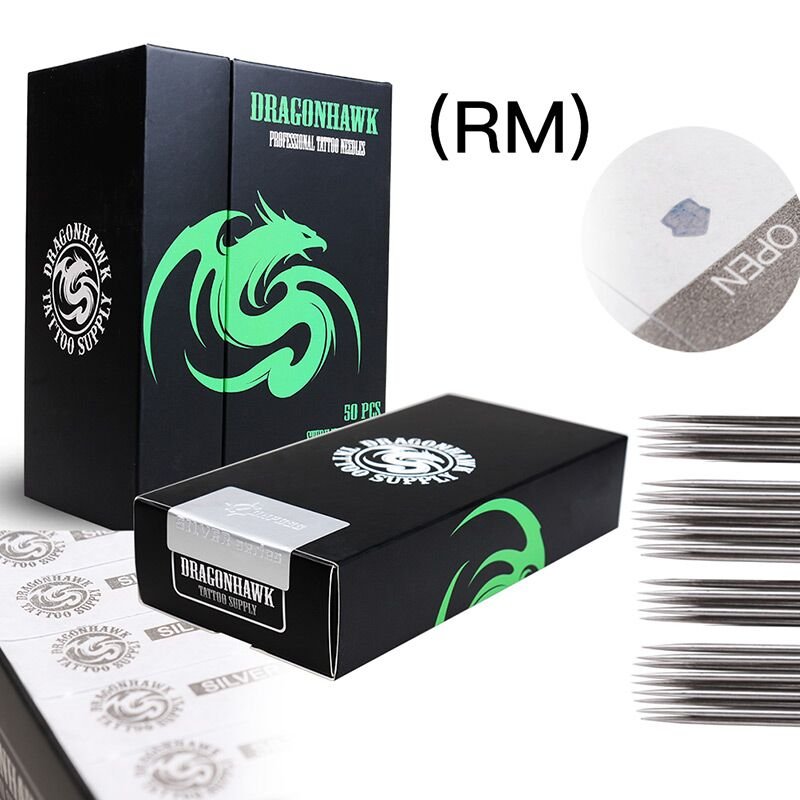 Dragonhawk 50pcs Tattoo Needles Steel Disposable Curved Round Liner Long Tattoo Needle Tattoo Equipment