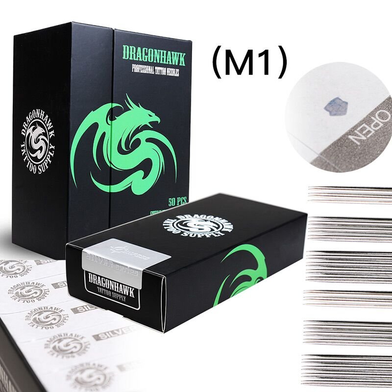 Dragonhawk 50pcs Tattoo Needles Steel Disposable Curved Round Liner Long Tattoo Needle Tattoo Equipment