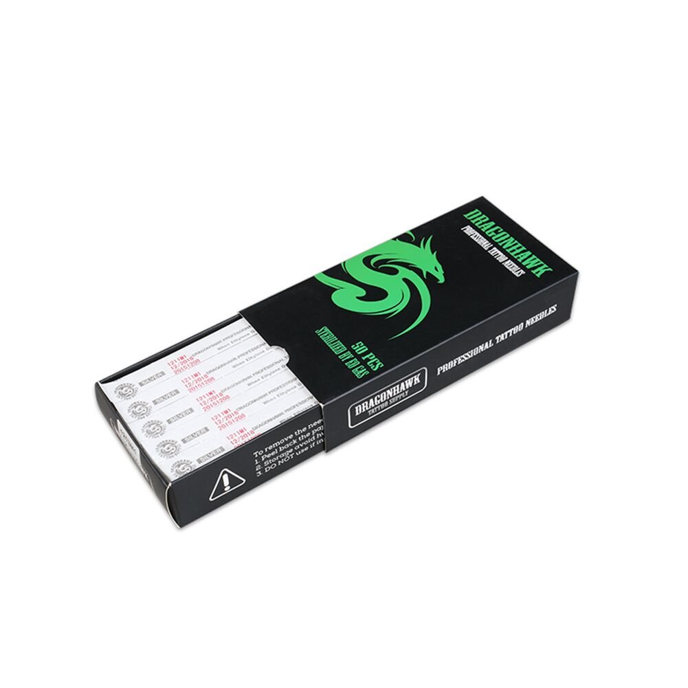 Dragonhawk 50pcs Tattoo Needles Steel Disposable Curved Round Liner Long Tattoo Needle Tattoo Equipment