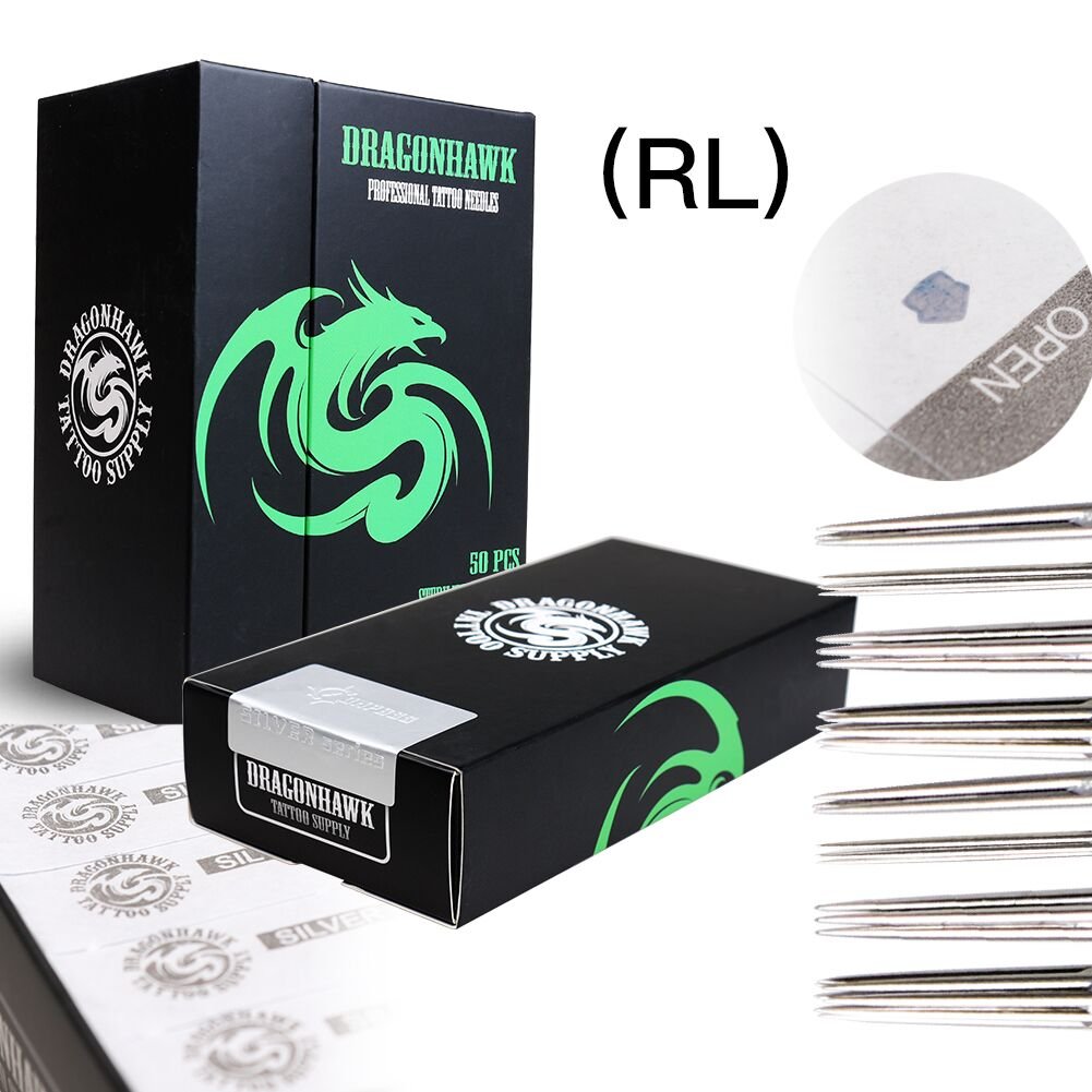 Dragonhawk 50pcs Tattoo Needles Steel Disposable Curved Round Liner Long Tattoo Needle Tattoo Equipment