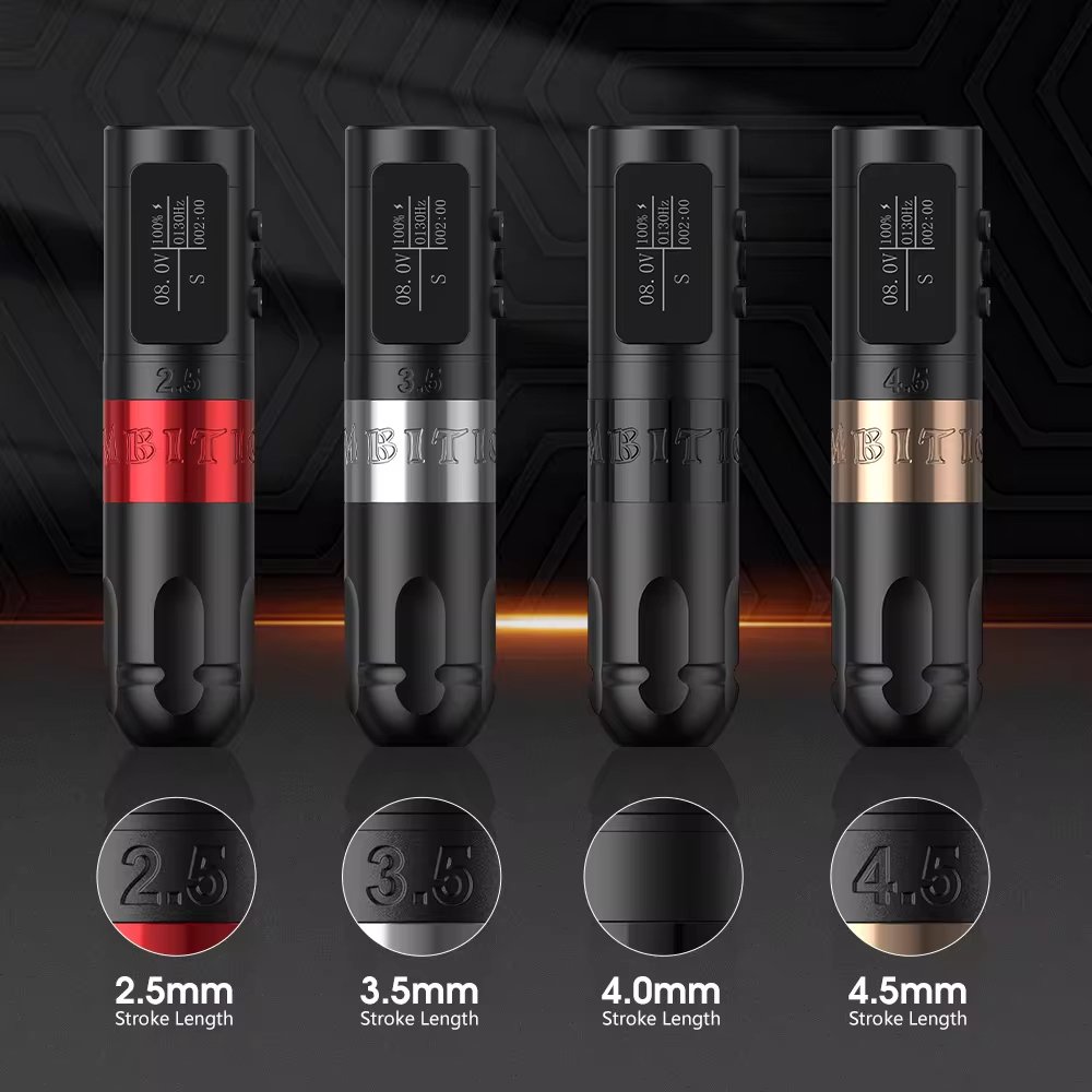 Ambition Vibe 1800mAh 2.5-3.5-4.0-4.5mm Stroke Brushless Motor Professional Wireless Tattoo Pen Machine for Body Art